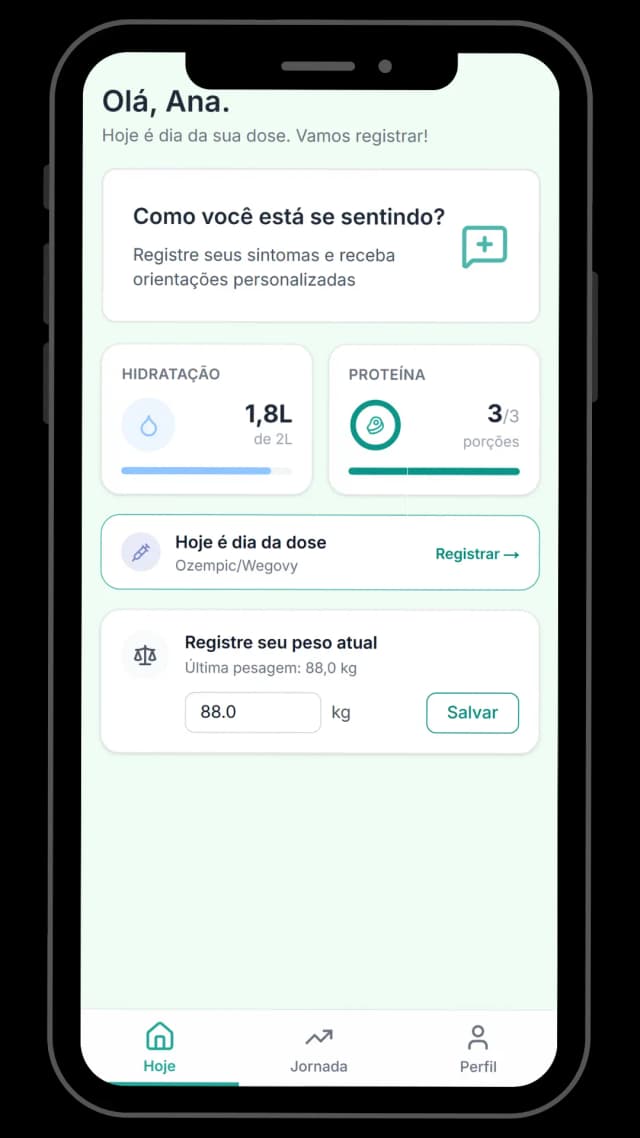 Tela do app DoseCerta mostrando o painel do paciente